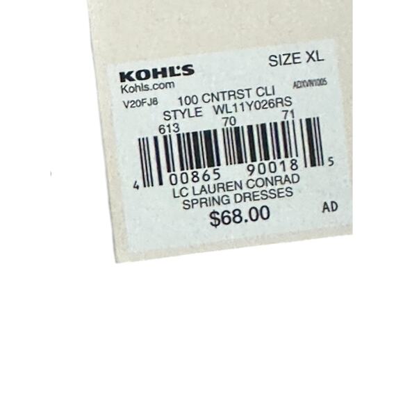 Lauren Conrad Ivory and Black Dot Ruffle Trim Belted Baby Doll Dress Sz XL New - Picture 10 of 10